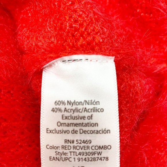 Time And Tru Womens Red Fuzzy Ugly Christmas Sweater - Picture 6 of 9